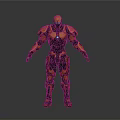 Orange Black Armored Sci Fi Warrior Character With Glowing Blue Chest