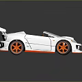 Silver Sporty Convertible Car With Red Rear Spoiler Red Wheels And Angular Design