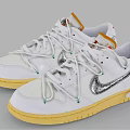 White Sneakers With Silver Swoosh Logo Yellow Sole And Orange Tongue Accents