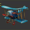Electric Toy Blue Biplane With Red Propeller And Wheels For Kids Playtime