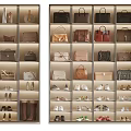 Stylish Display Cabinet with Organized Bags and Shoes on Neat Shelves