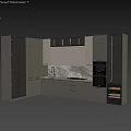 Modern Kitchen Interior With Light Gray Cabinets Marble Countertop Built in Oven And Wine Rack