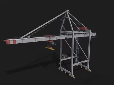 Industrial Gantry Crane with Metal Frame and Long Boom for Cargo Loading Operations 3d model