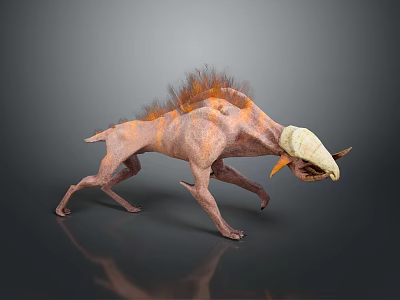 Fierce Game Movie Fantasy Monster Character With Brown Pink Skin Orange Mane And Horned Head 3d model