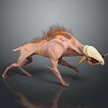 Fierce Game Movie Fantasy Monster Character With Brown Pink Skin Orange Mane And Horned Head