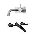 Modern Wall Mounted Silver And Black Faucet Design With Sleek Handle And Spout
