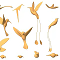Golden Bird Shaped Landscape Sculptures With Artistic Design And Various Poses
