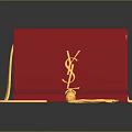 Red Leather Handbag With Gold YSL Logo Chain And Tassel
