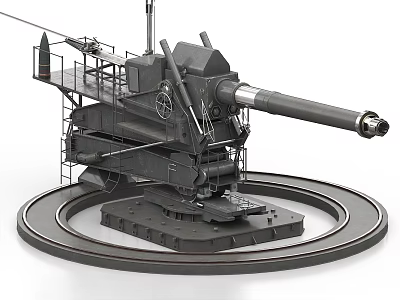Heavy Artillery Weapon With Rotating Platform And Steel Structure Design 3d model