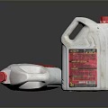 White Plastic Cooking Oil Bottles with Red Caps and Colorful Labels