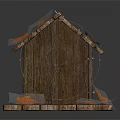Wooden Birdhouse For Birds With Autumn Maple Leaves On Cracked Wooden Base