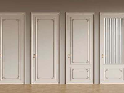 White Interior Doors With Various Designs And Ornate Details In Room 3d model