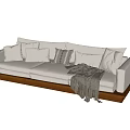 Log wind three-person sofa 3d model