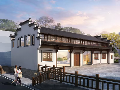 Chinese ancestral temple 3d model