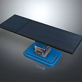 Professional Medical Examination Table With Black Surface Blue Base And Metal Support