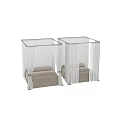 Luxurious Canopy Double Bed Interior With White Curtains Beige Bedspread And Decorative Ties