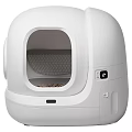 White Enclosed Cat Litter Box With Dome Shape Round Entrance And Interior Litter