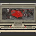 Vintage Portable Laptop With Retro Design Classic Keyboard And Red Screen Graphics