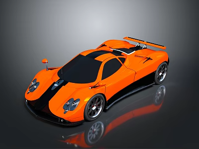 Orange and Black Sports Car with Sleek Aerodynamic Design Rear Spoiler and Sporty Exterior 3d model