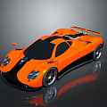 Orange and Black Sports Car with Sleek Aerodynamic Design Rear Spoiler and Sporty Exterior