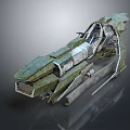 Futuristic Sci Fi Spaceship Model With Metallic Green Gray Exterior And Detailed Cockpit Structure