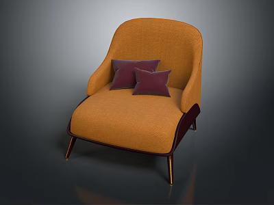 Modern Orange Lounge Chair With Soft Purple Cushions And Comfortable Design 3d model