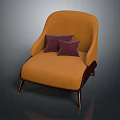 Modern Orange Lounge Chair With Soft Purple Cushions And Comfortable Design