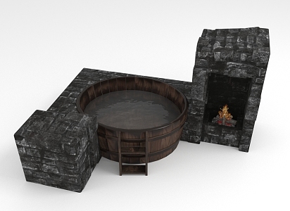 Chinese bath basin ancient bath basin 3d model