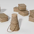 Handwoven Storage Boxes and Baskets in Various Shapes for Home Decor and Organization 3d model