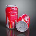 Coca Cola Soft Drink Red Cans Standing And Lying On Reflective Surface 3d model