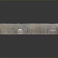 Rusty Metal Long Rectangular Object With Vertical Protrusions And Arched Holes 3d model