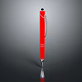 Sleek Shiny Red Pen With Silver Clip In Upright Position On Gray Background
