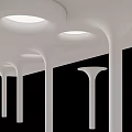 Modern White Columns With Unique Curved Shape And Ceiling Lighting Design 3d model