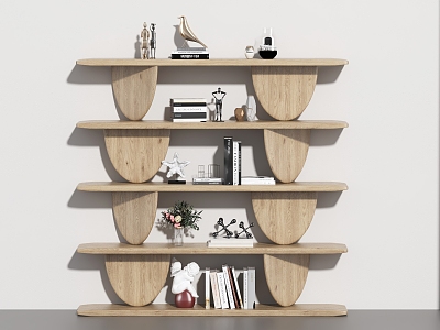 Nordic Solid Wood Bookshelf Display Rack model