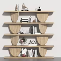 Nordic Solid Wood Bookshelf Display Rack 3d model