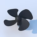 Black Propeller Shaped Household Item Featuring Four Smooth Curved Blades 3d model