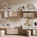 Dressing table stool mirror cosmetics 3d model