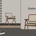 Cassina Leisure Chairs With Wooden Frame Woven Backrest Light Cushion In Minimalist Interior