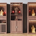 Quiet Ancient Style Buddhist Niches Worship Table Cemace Candle Holder Buddha Statues Buddhist Nichan Cabinet Sacrifice Table God Statues Cabinet 3d model