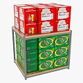 Budweiser Beer Boxes And Green Cartons On Display Shelf With Bottles And Glasses