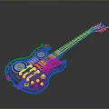 Red Electric Guitar With Two Circular Speakers And Control Knobs For Home Use