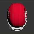 Red American Football Helmet As Sports Equipment With White Facemask And Team Logo