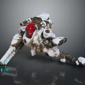 White Armored Mech Character Featuring Red Head And Glowing Mechanical Elements 3d model
