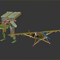 Game Movie Character Mech Robot With Insect Like Legs And Small Biplane Model Design
