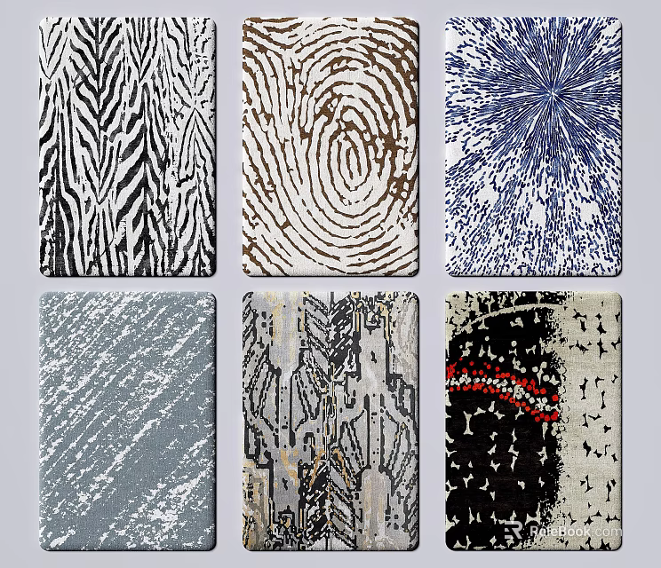 Square Rugs Showcasing Diverse Modern Patterns And Textures For Home Decor 3d model