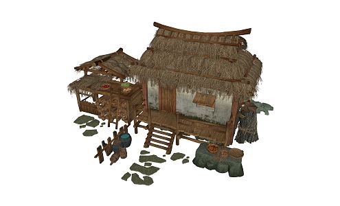 New Chinese Thatched House 3d model