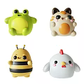 Cute Stuffed Animal Plush Toys Frog Cat Bee And Chicken Designs For Kids