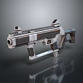 Futuristic Sci Fi Weapon With Metallic Barrel Tactical Grip And Scope Design 3d model