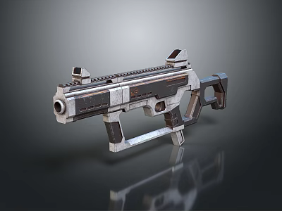 Futuristic Sci Fi Weapon With Metallic Barrel Tactical Grip And Scope Design 3d model