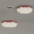 Modern Pendant And Flush Mount Ceiling Light Set With White Shade And Red Dripping Edge 3d model